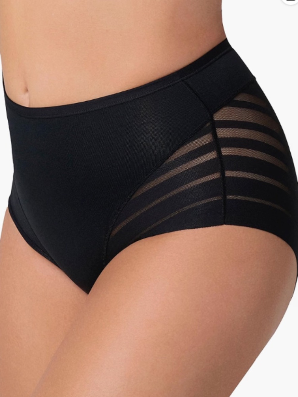 Leonisa High Waisted Invisible Tummy Control Shapewear Stripe Panty Lace M 7435